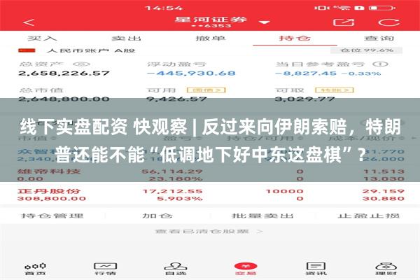 线下实盘配资 快观察 | 反过来向伊朗索赔，特朗普还能不能“低调地下好中东这盘棋”？