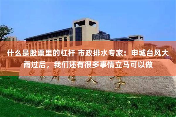 什么是股票里的杠杆 市政排水专家：申城台风大雨过后，我们还有很多事情立马可以做