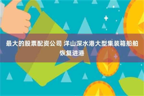 最大的股票配资公司 洋山深水港大型集装箱船舶恢复进港