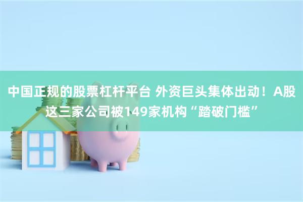 中国正规的股票杠杆平台 外资巨头集体出动!A股这三家公司被149家机构“踏破门槛”